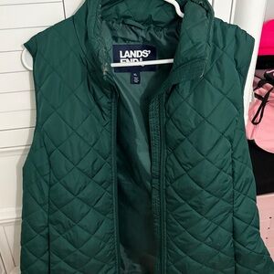 Lands' End Forest Green Quilted Vest